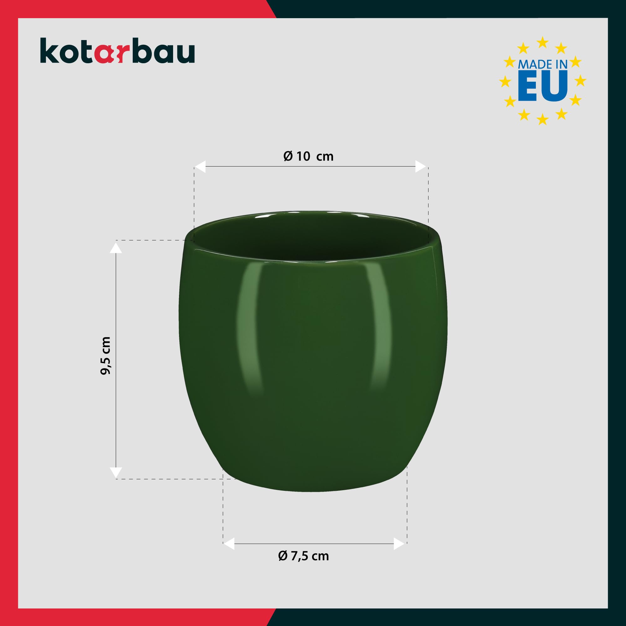 Zestaw 2x doniczka zielona donica okrągła ceramiczna szkliwiona kwiaty 12,5 - KOTARBAU - 3