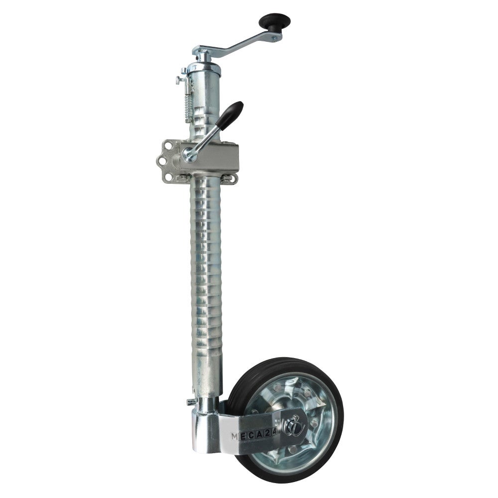 Roue Jockey Renforcée 48mm Tube Nervuré - Bride Fixation Solide + Goupille Anti-Dévissage - Parfaite Pour Remorques & Caravanes