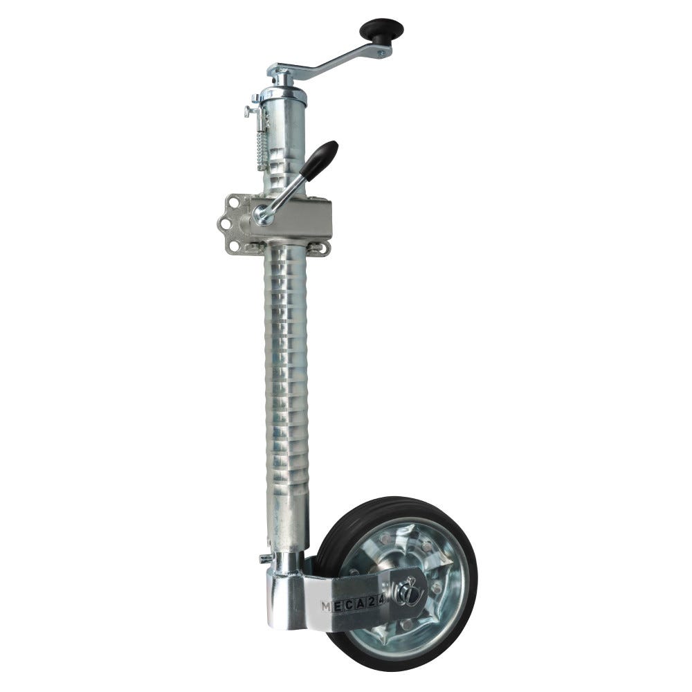 Roue Jockey Renforcée 48mm Tube Nervuré - Bride Fixation Solide + Goupille Anti-Dévissage - Parfaite Pour Remorques & Caravanes