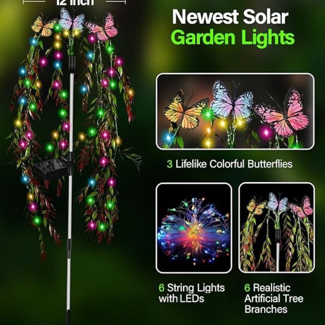 Luci Solari Da Giardino 2 Pezzi Con 8 Fiori Di Giglio – Impermeabili IP65 – Decorative Per Esterno – Regalo Per Patio E Cortile