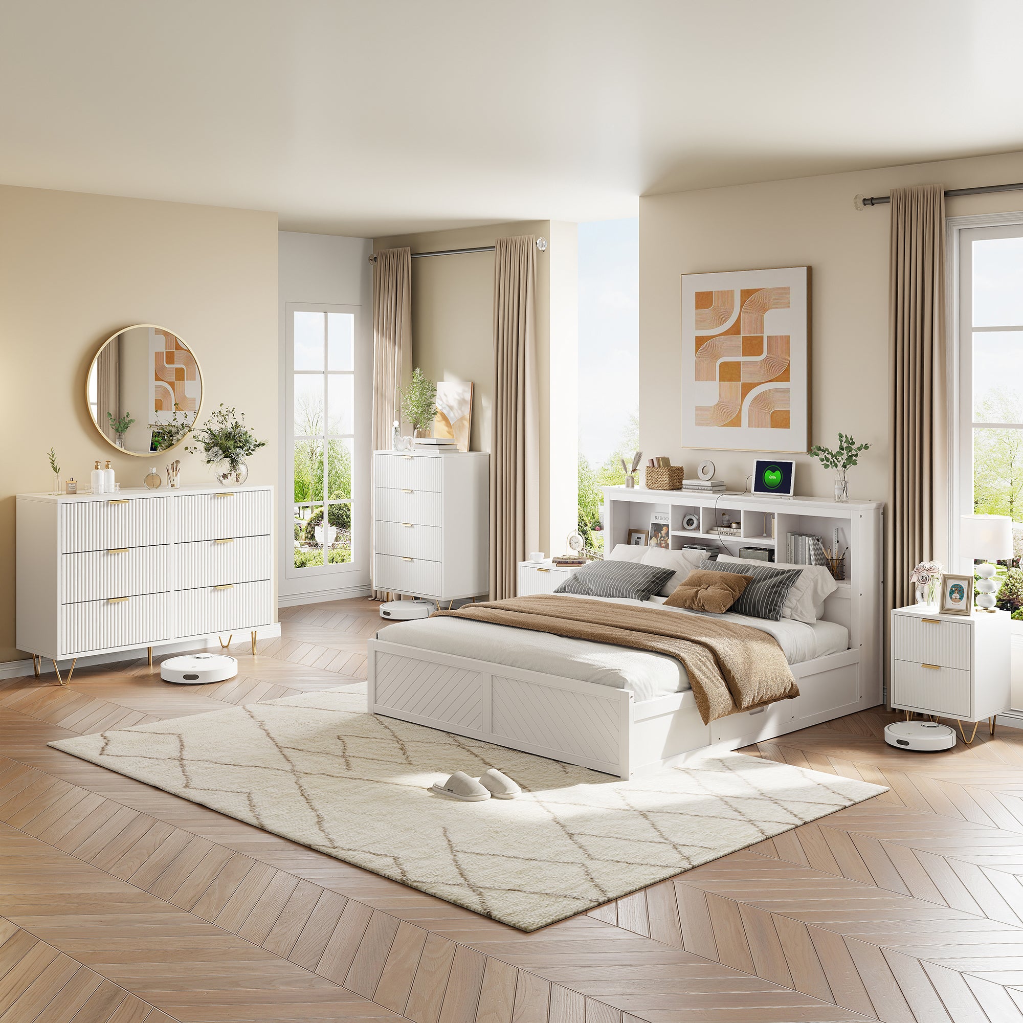 Commode à 6 Tiroirs, Meuble de Rangement Chambre Adulte/Enfant, Buffet Salon, 100 x 34 x 73cm - 9