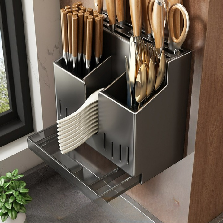 Stojak do przechowywania noży i pałeczek, wielofunkcyjny uchwyt na noże bez wiercenia, zintegrowany uchwyt na pałeczki