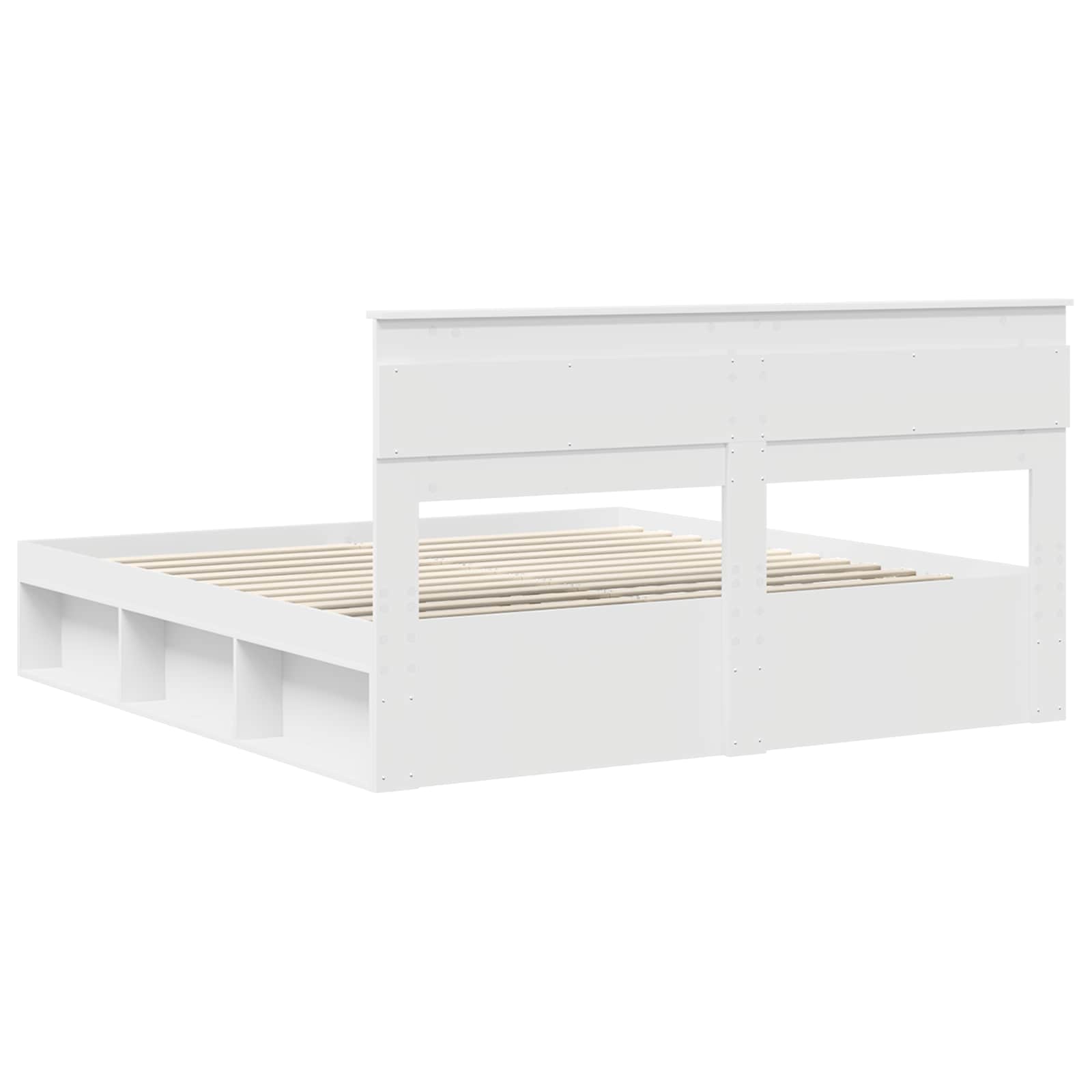 Cadre de lit blanc en bois de pin massif pour la chambre, 180 × 200 cm - 9