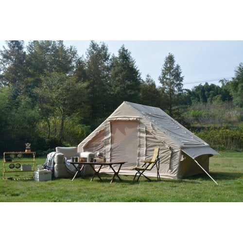 Tienda hinchable de gran capacidad de tejido de algodón elastano beige 300d 300x210x200cm 19kg– comfortxl outdoor living