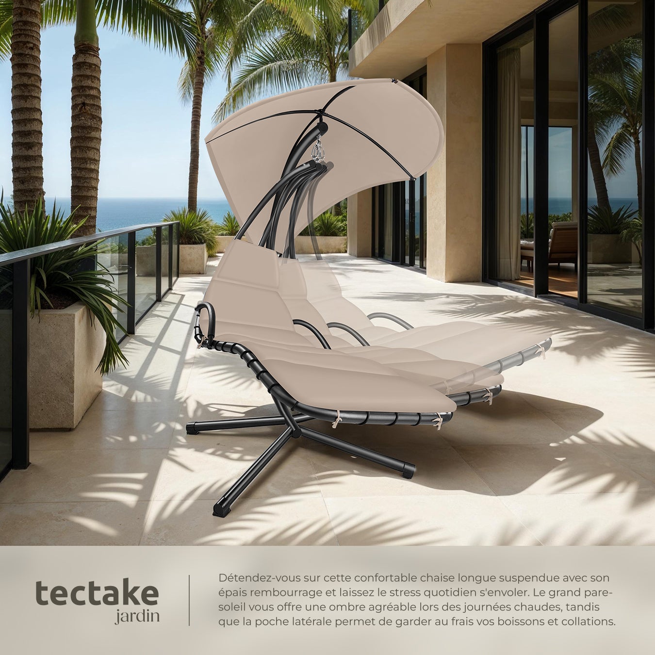 Fauteuil suspendu Elaria avec pare-soleil et poche latérale pare-soleil avec protection UV TECTAKE - 4