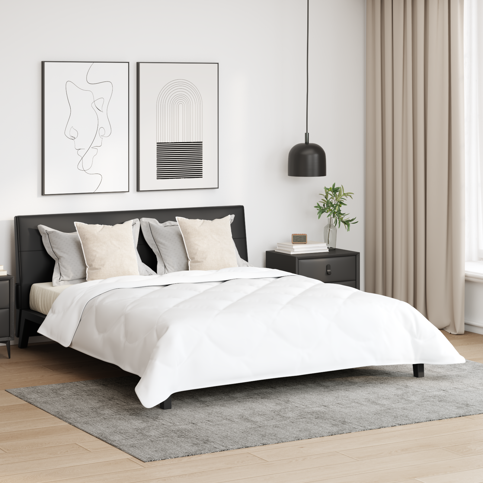 Duvet d'hiver avec oreiller 3 pcs | Couette Blanc 200 x 220 cm Microfibre - 2