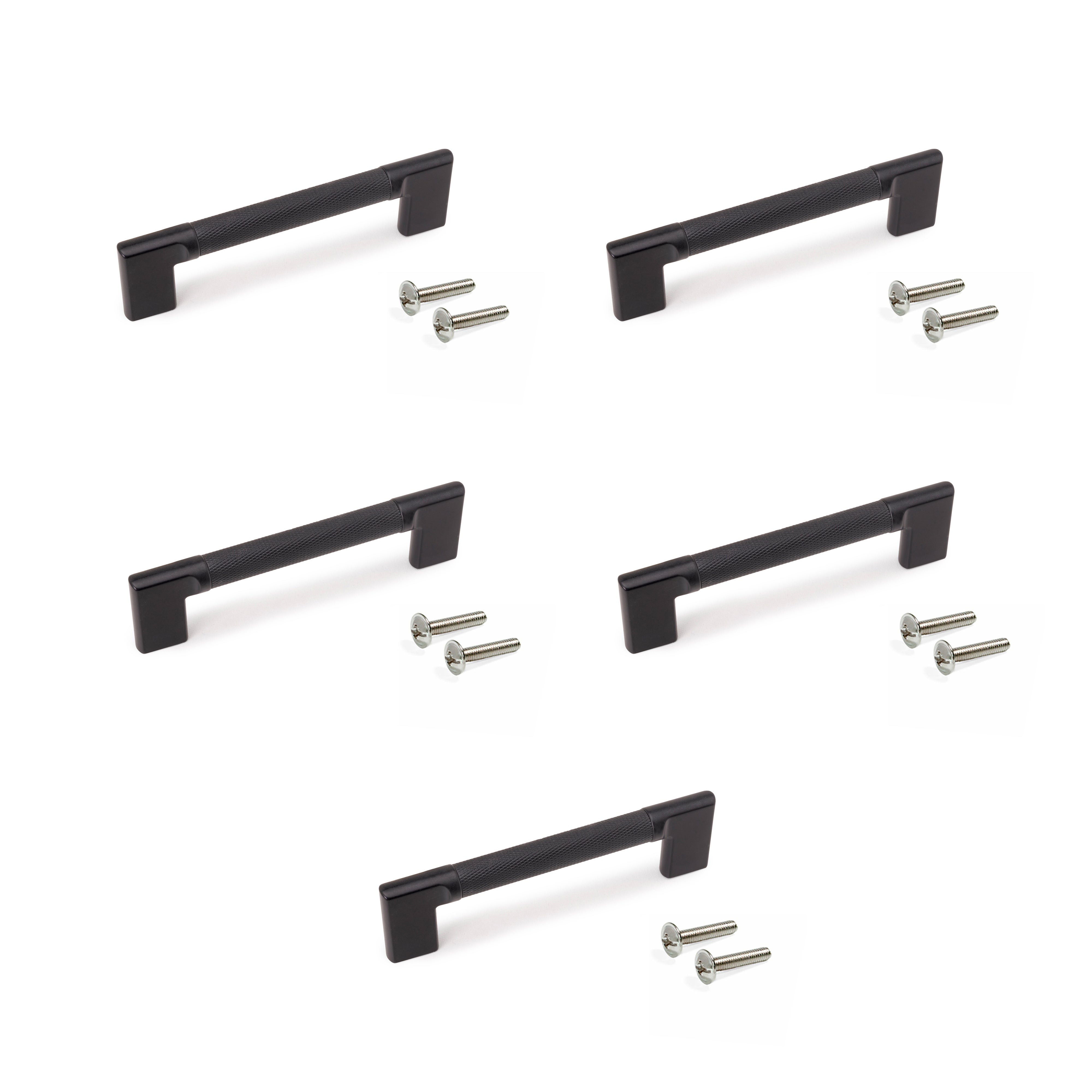 Emuca Pakiet 5 uchwytów meblowych Sofia, L157mm, Rozstaw 128mm, Aluminium, Malowane na czarno