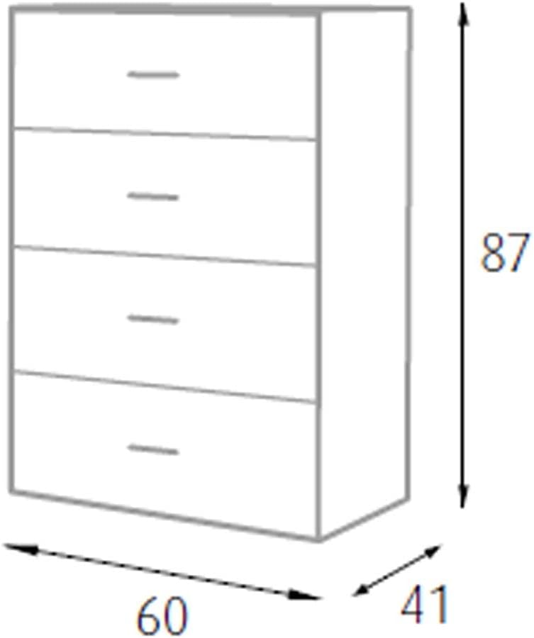 King Home CASSETTIERA 4 CASSETTI 60x41x87h cm bianca - 4