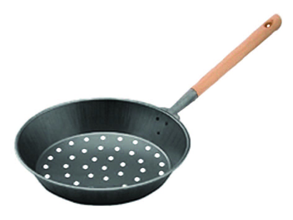 Padella Per Caldarroste In Ferro Con Manico In Legno - Piccola, A Conchiglia, Adatta A Camino, Gas E Barbecue, Diametro 22 Cm - 3