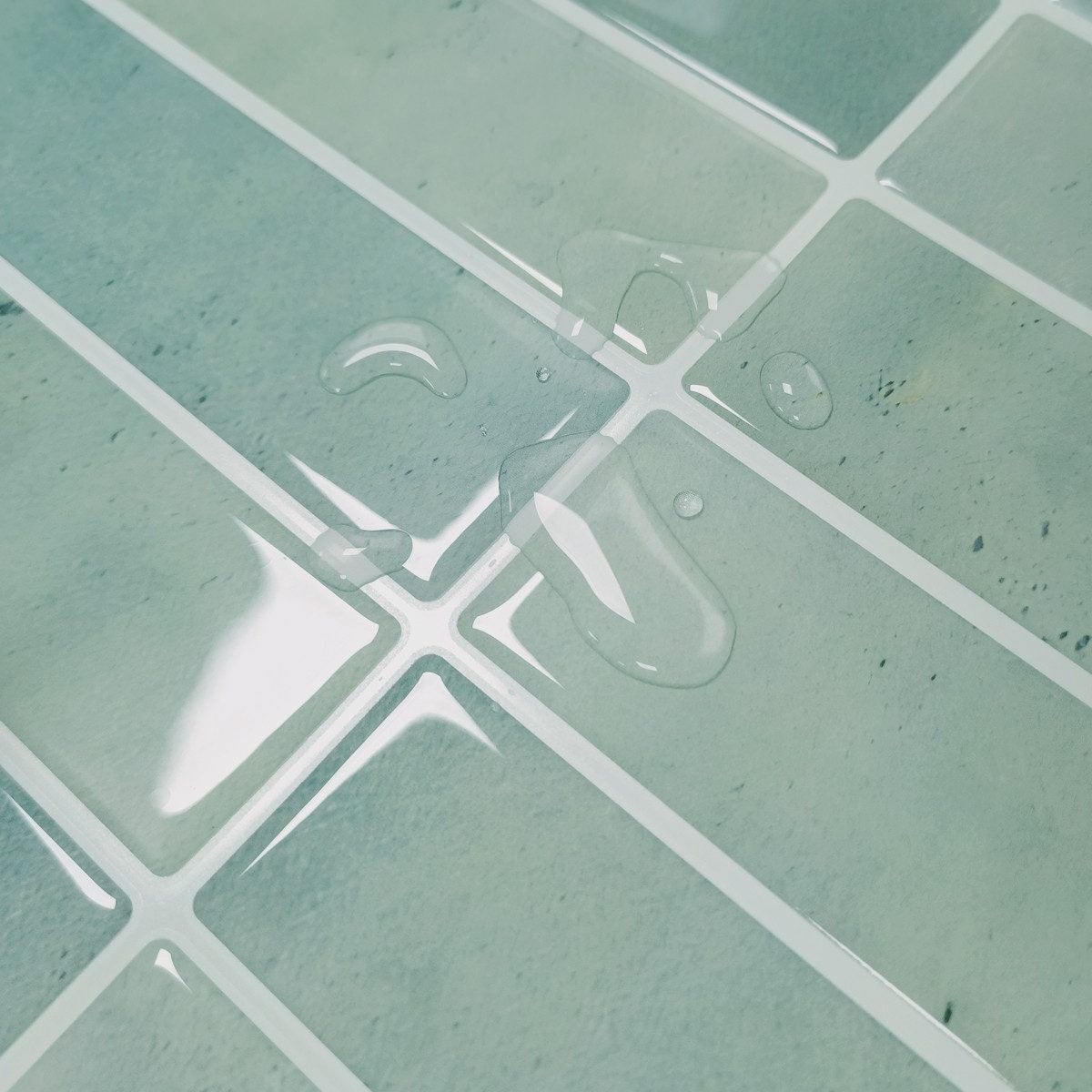 Lot de 10 crédences adhésives pour cuisine, salle de bain, carrelage mural, bleu clair - 7