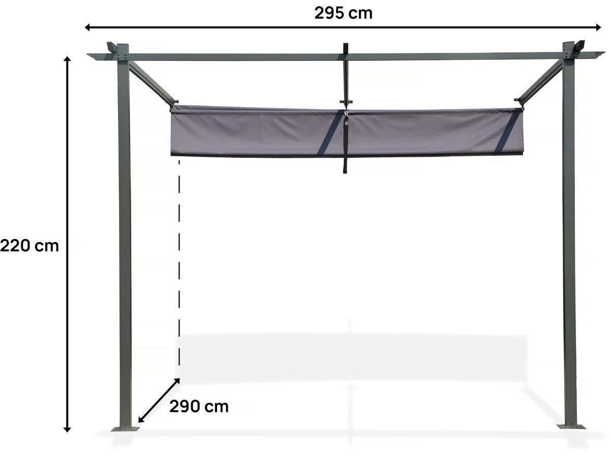 Pérgola adosada con techo retráctil - 3 x 3 m - gris antracita - 3