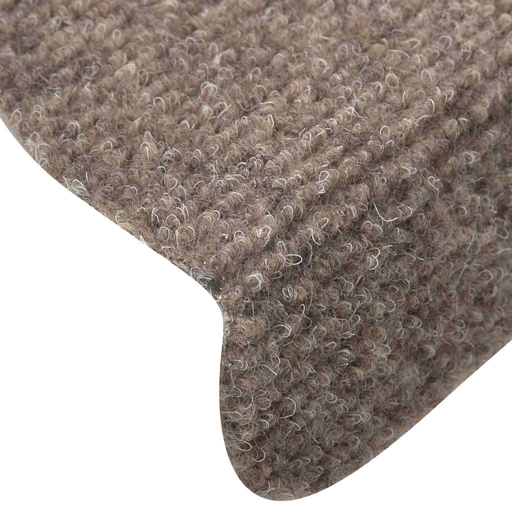 vidaXL Tapis d'escalier autocollants 30 pièces 56 x 17 x 3 cm Beige Demi-rond - 6