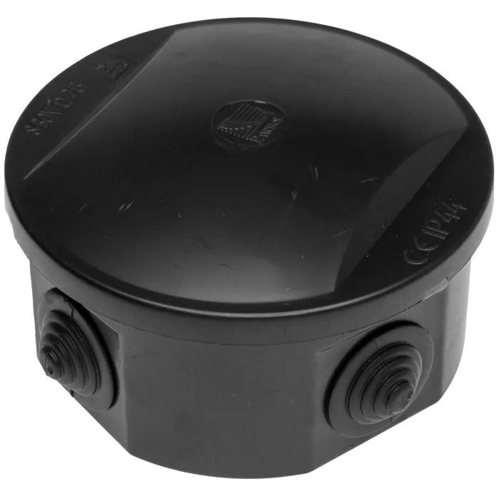 Puszka Natynkowa Hermetyczna IP44 KLIK Okrągła z Dławikami Czarna 84x40mm