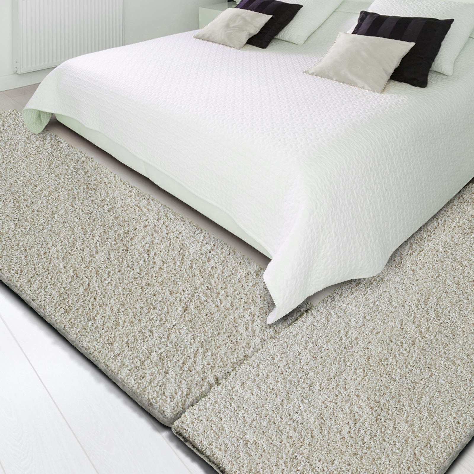 Tour de lit 3 pièces, Descente de lit Barcelona, Crème 1 tapis 80 x 300 cm + 2 tapis 80 x 150 cm - 4
