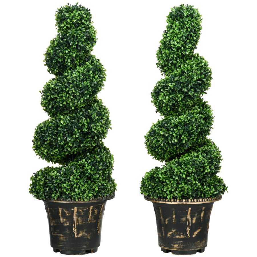 Set de 2 Plantes Artificielles de Buis UV Résistantes, 90 cm avec Pot ...