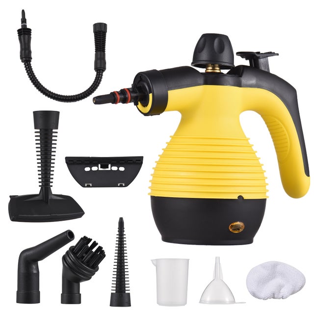 Nettoyeur Vapeur à Main Portable 1050W Réservoir d'Eau 350ML sous Pression de 3 Bar 135°C contre Punaise de lit pour Maison/Auto/Terrasse Jaune