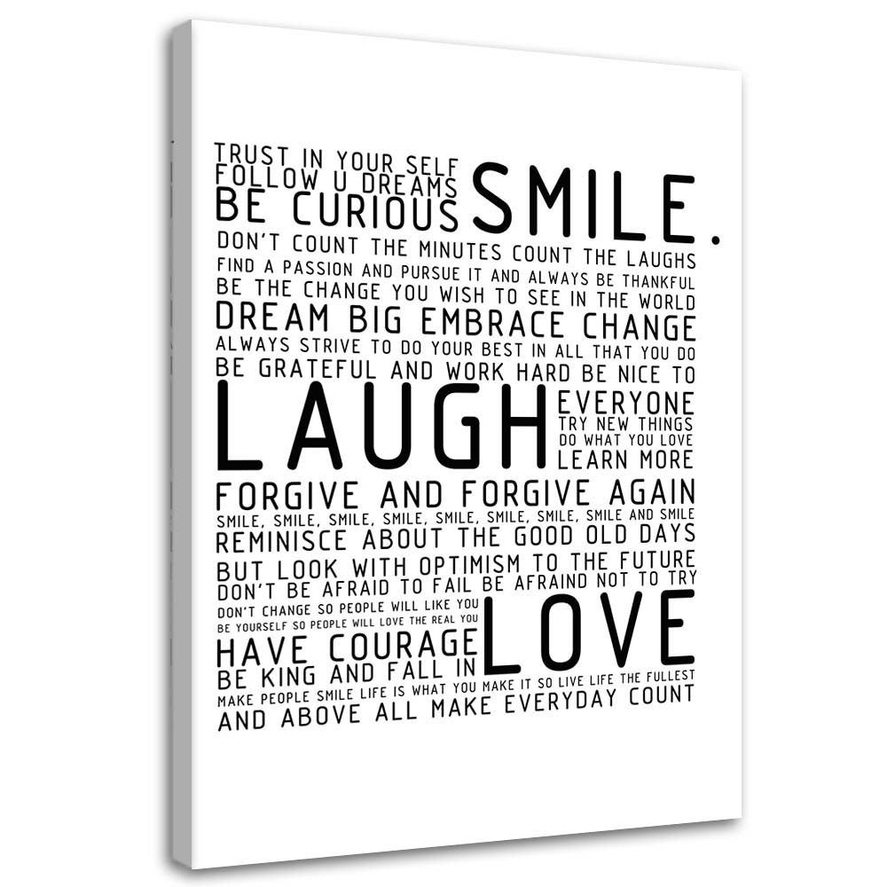 Obraz na płótnie, Smile laugh love 70x100