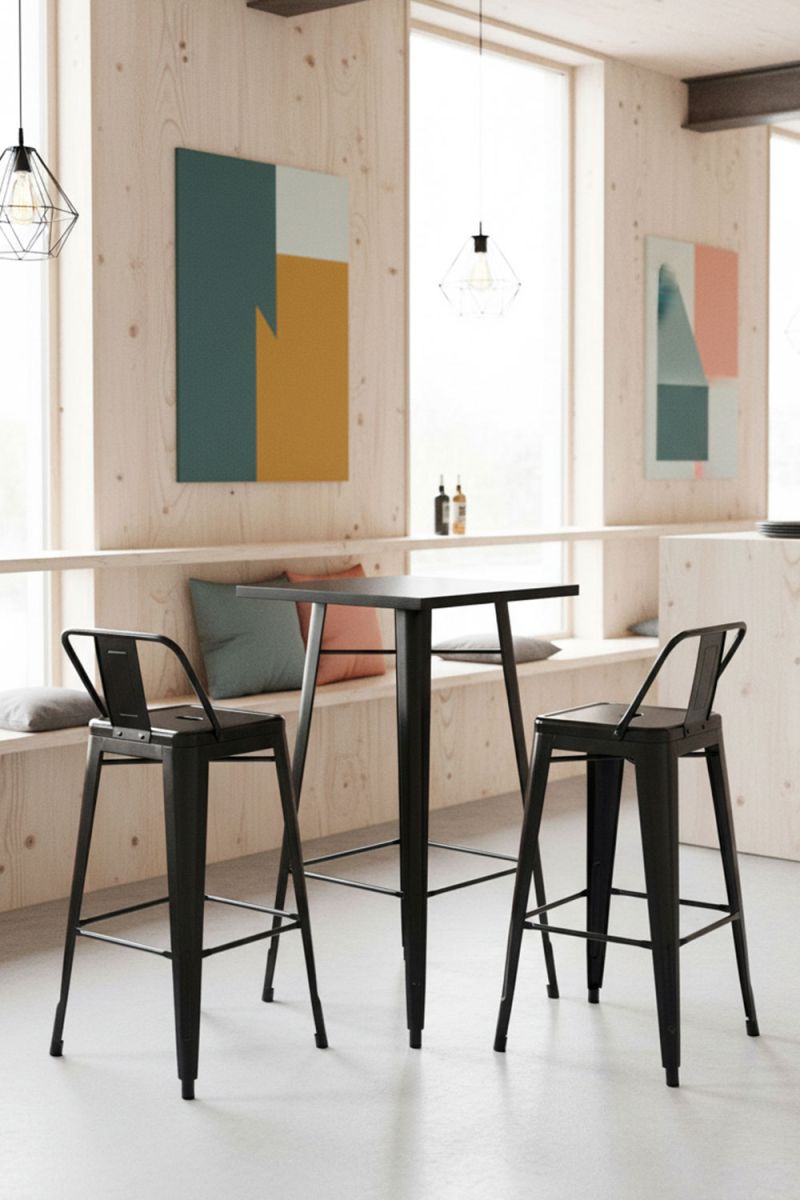 Regalos miguel - mesas bar - mesa torix alta cuadrada 60 cm - negro