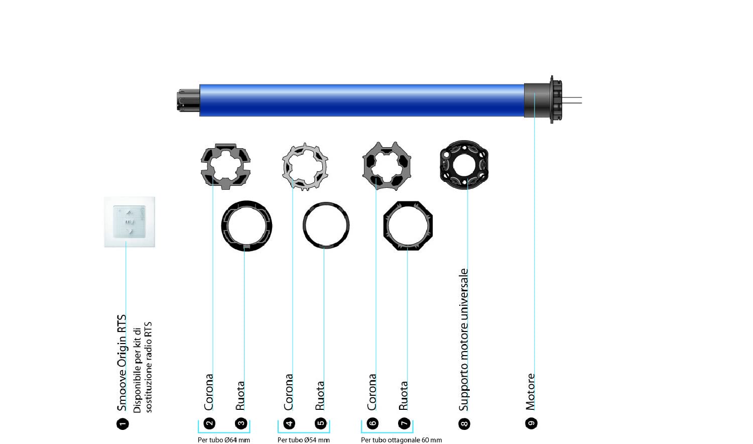 Somfy - Kit de remplacement avec moteur Altus RTS pour moteur volet roulant - Radio RTS - 6