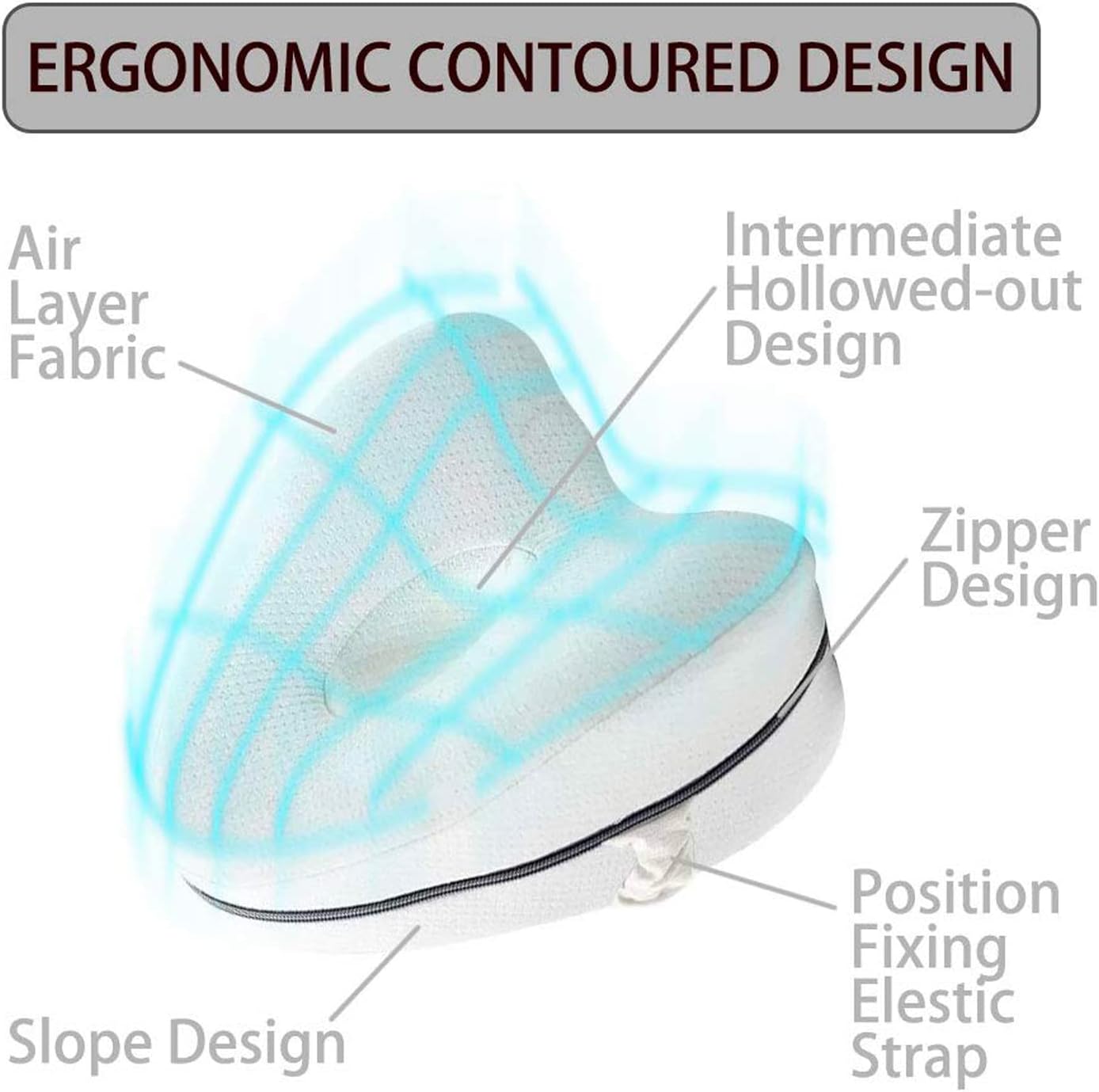 Coussins relève-jambes avec Mousse à Mémoire de Forme Homme Femmes Leg Pillow pour Dormeurs Latéraux, Soulagement de la Sciatique, Douleur aux Jambes - 3