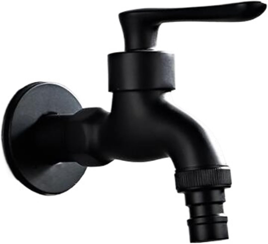Czarny, krótki, jednouchwytowy kran łazienkowy do pralki, jednouchwytowy kran ogrodowy, czarne krany