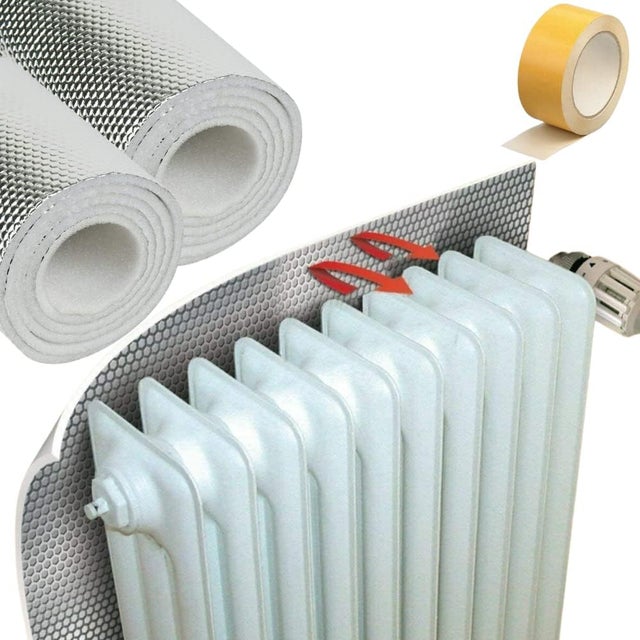 Acquaverde lot de 5 panneaux réfléchissants thermiques en aluminium pour radiateurs thermiques 100x70 cm avec ruban adhésif double face inclus