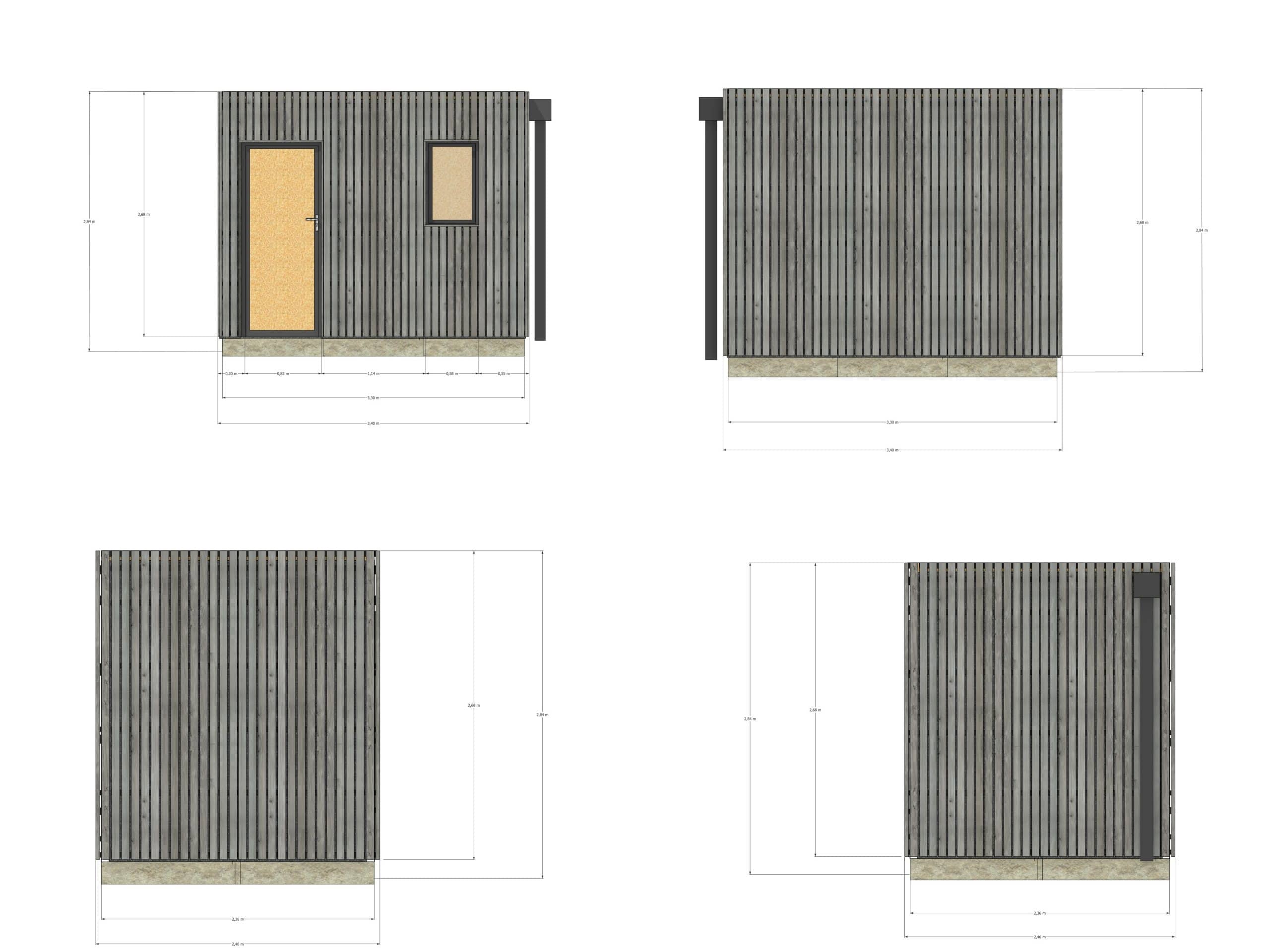 Annexe de jardin sans permis en bois 3,3 x 2,4 x 2,7 m / menuiseries alu k-line - 4