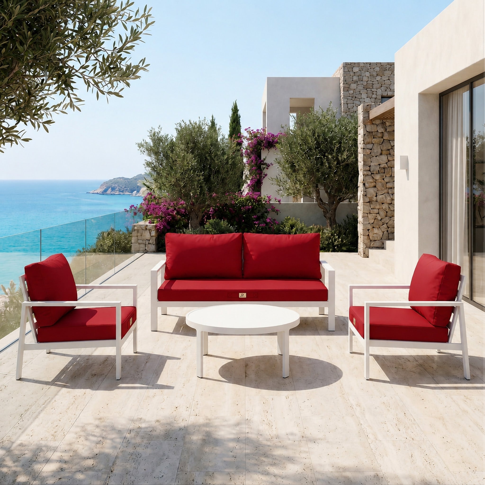 Coussins pour salon de jardin déhoussable 50x50cm Rouge - 4