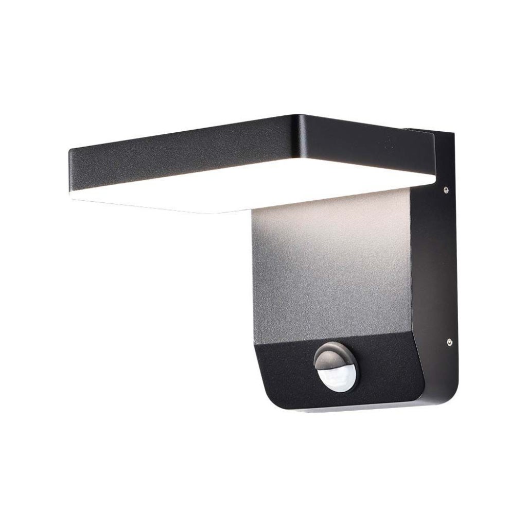 Kwadratowa lampa ścienna LED 17 W 150 LM/W z czujnikiem, kolor czarny 4000 K, IP65