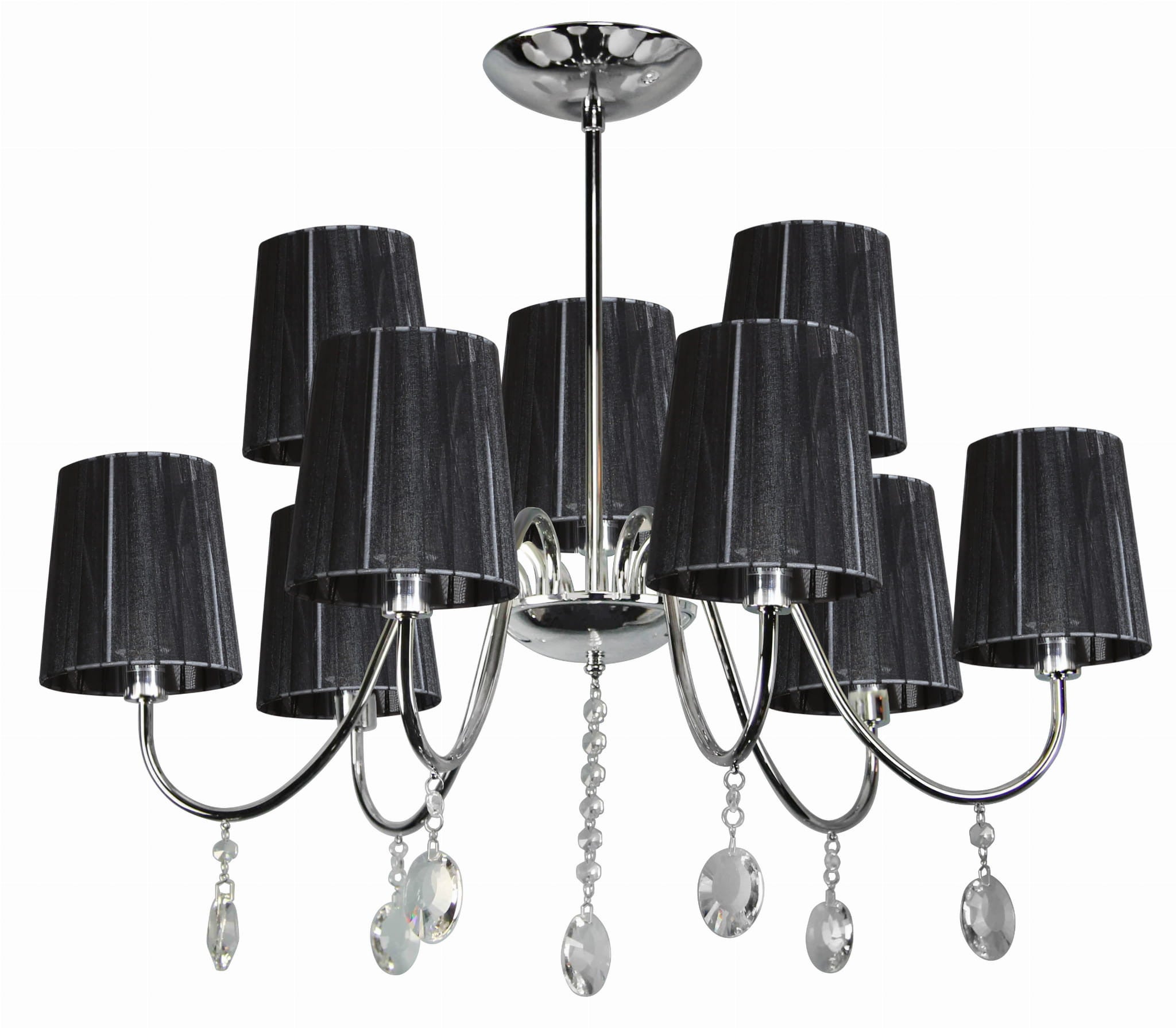 Lampa wisząca Sorento chromowana-czarna 9xE14x40W wym: 67 x 73 x 73 cm kryształ Candellux