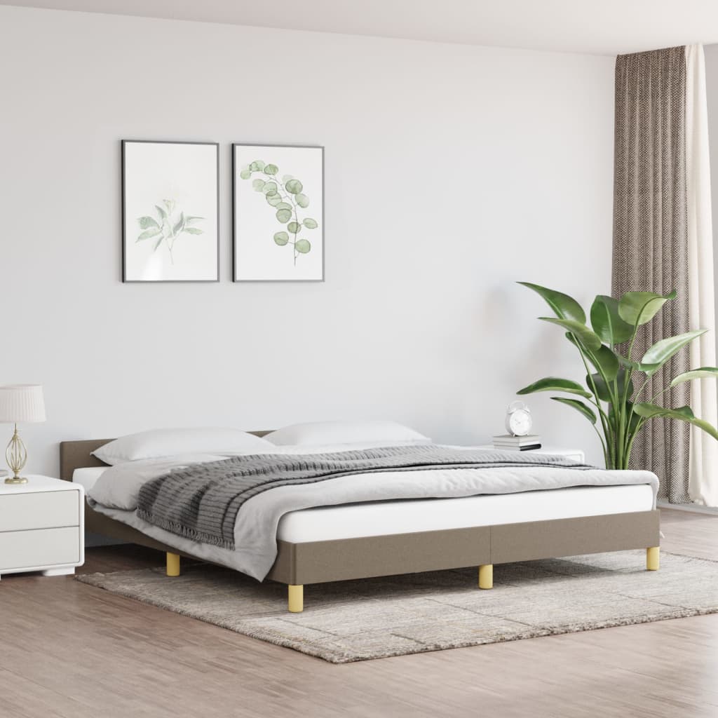 Cadre de lit avec tête de lit Taupe 180x200 cm Tissu | Leroy Merlin