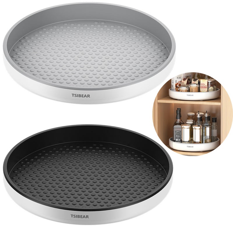 Zestaw 2 obrotowych tacek na przyprawy, obracanych o 360°, wielofunkcyjny organizer kuchenny, na butelki z przyprawami, stojak karuzelowy