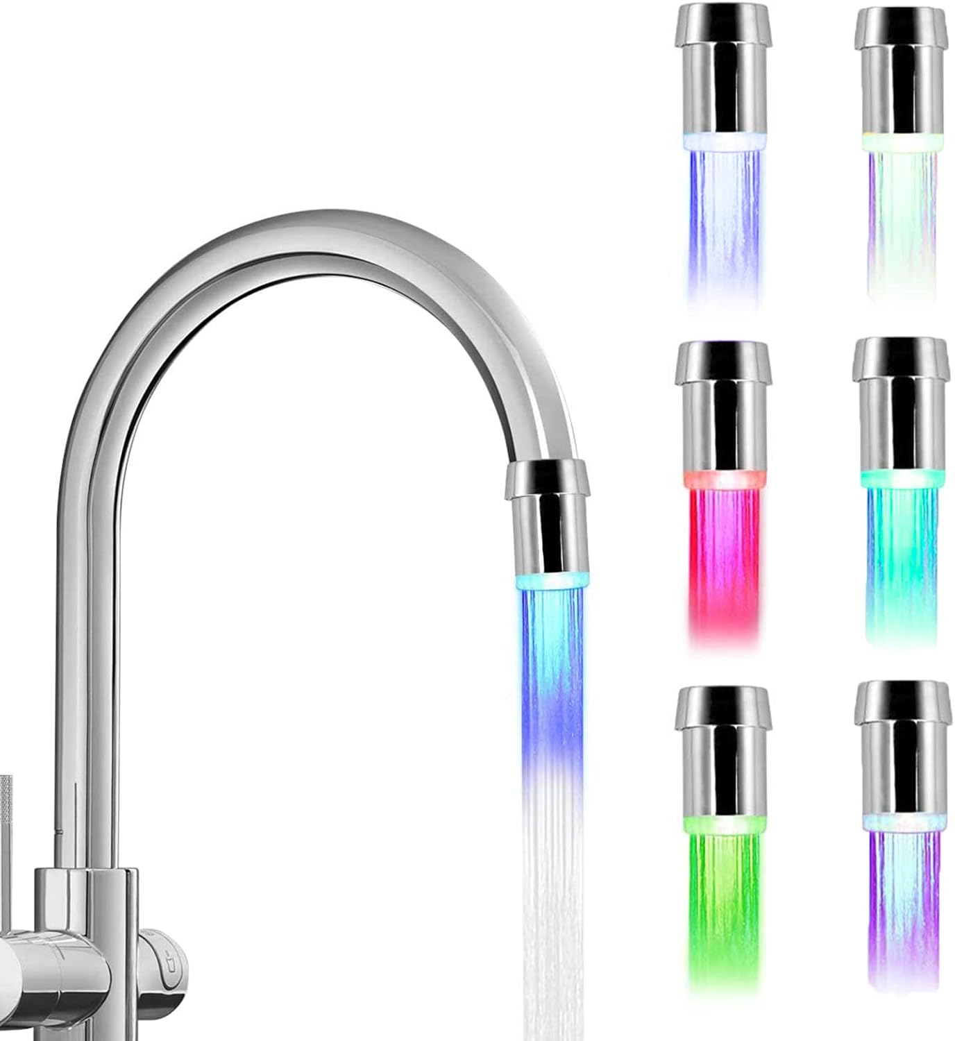 Zestaw 2 baterii LED - 7 kolorów - Oszczędność wody - Bateria LED - Do kuchni, łazienki