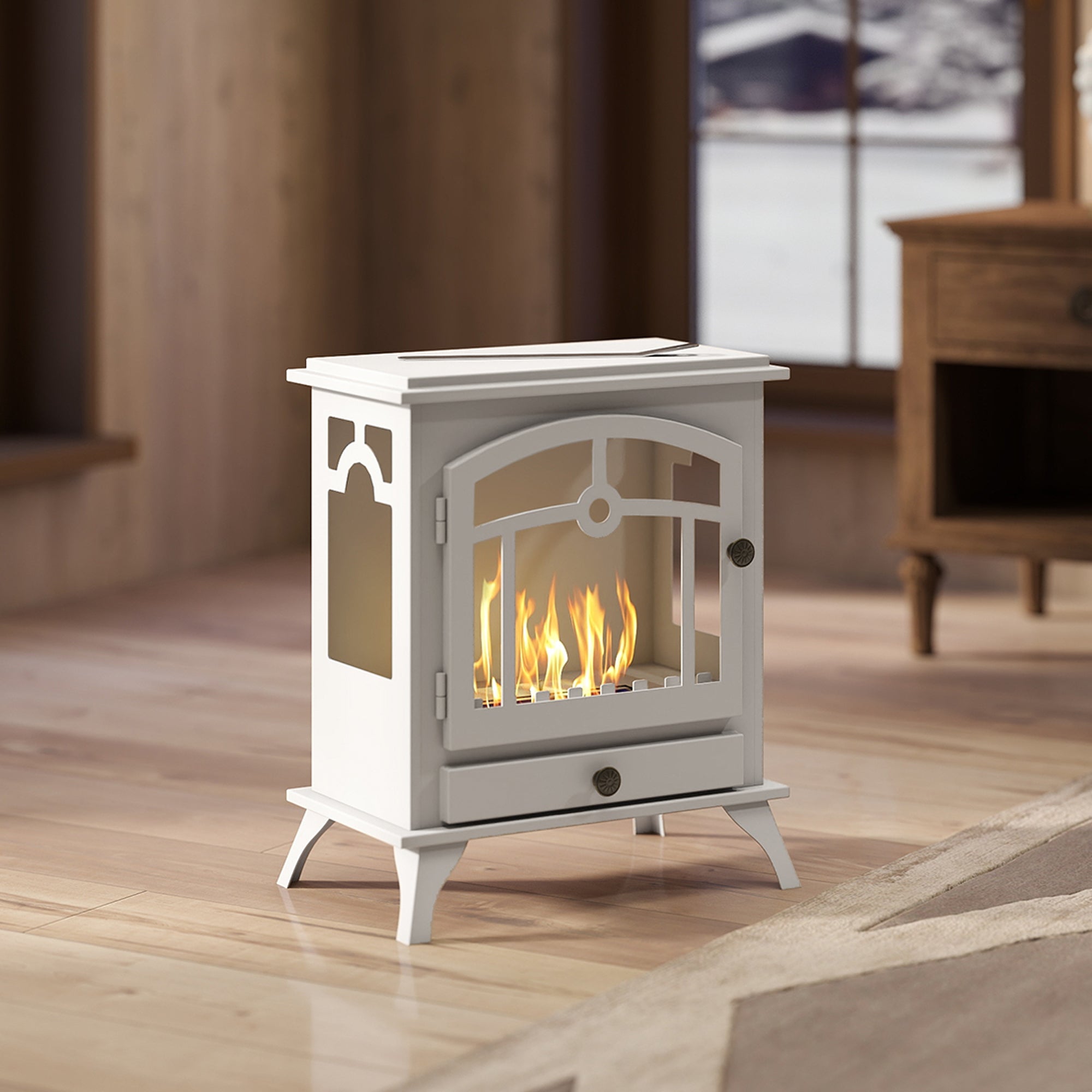 Chimenea de Etanol HOMCOM Acero, Acero Inoxidable Blanco 45x28x54 cm - 2