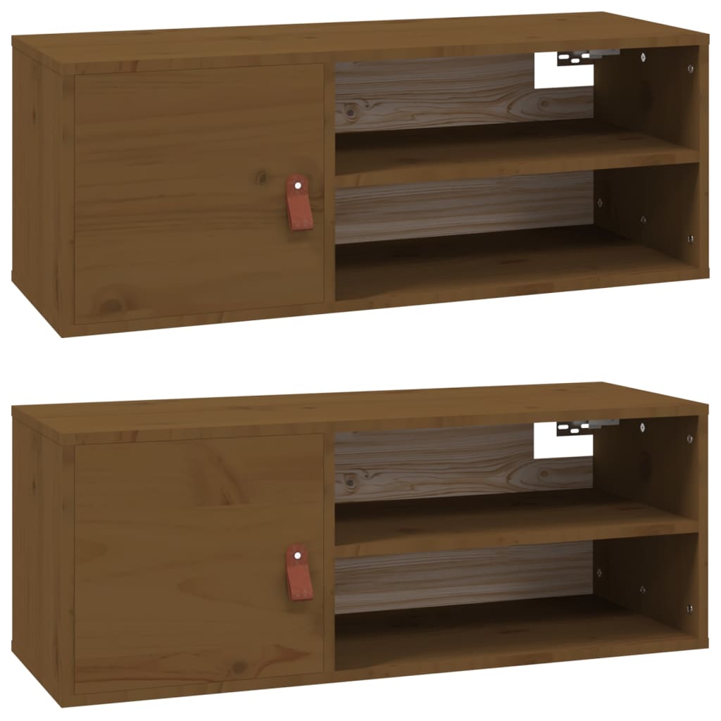 Maison Exclusive - Pensili 2 pz Marrone ambra 80x30x30cm in Legno Massello di Pino - 2