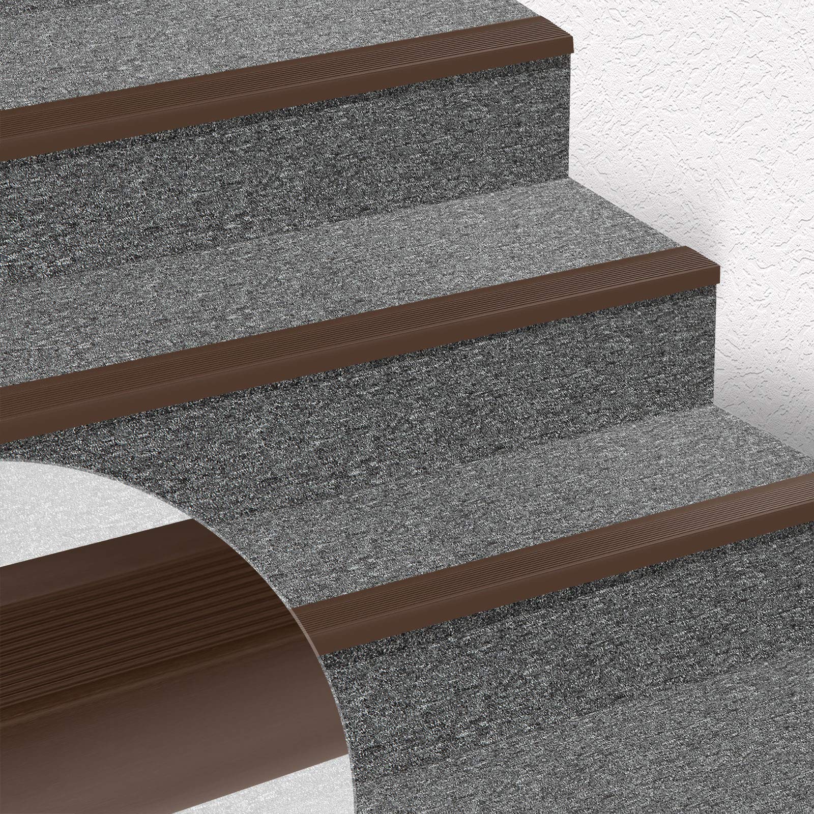 Profilé de marche d'escalier en PVC en forme de L - Protection élégante pour escaliers de toutes sortes 100 x 6,0 x 4,2 cm, Seattle Marron - 8