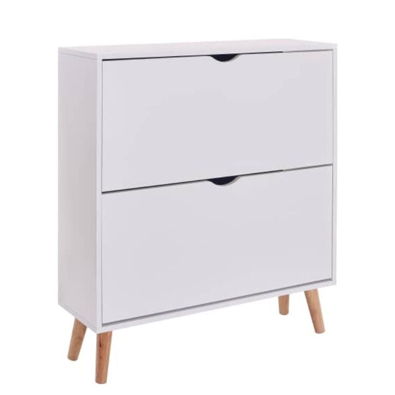 Zapatero Para 12 Pares De Zapatos - 2 Puertas, Efecto Listón De Madera, 60x24x80 Cm | Para Entrada O Pasillo