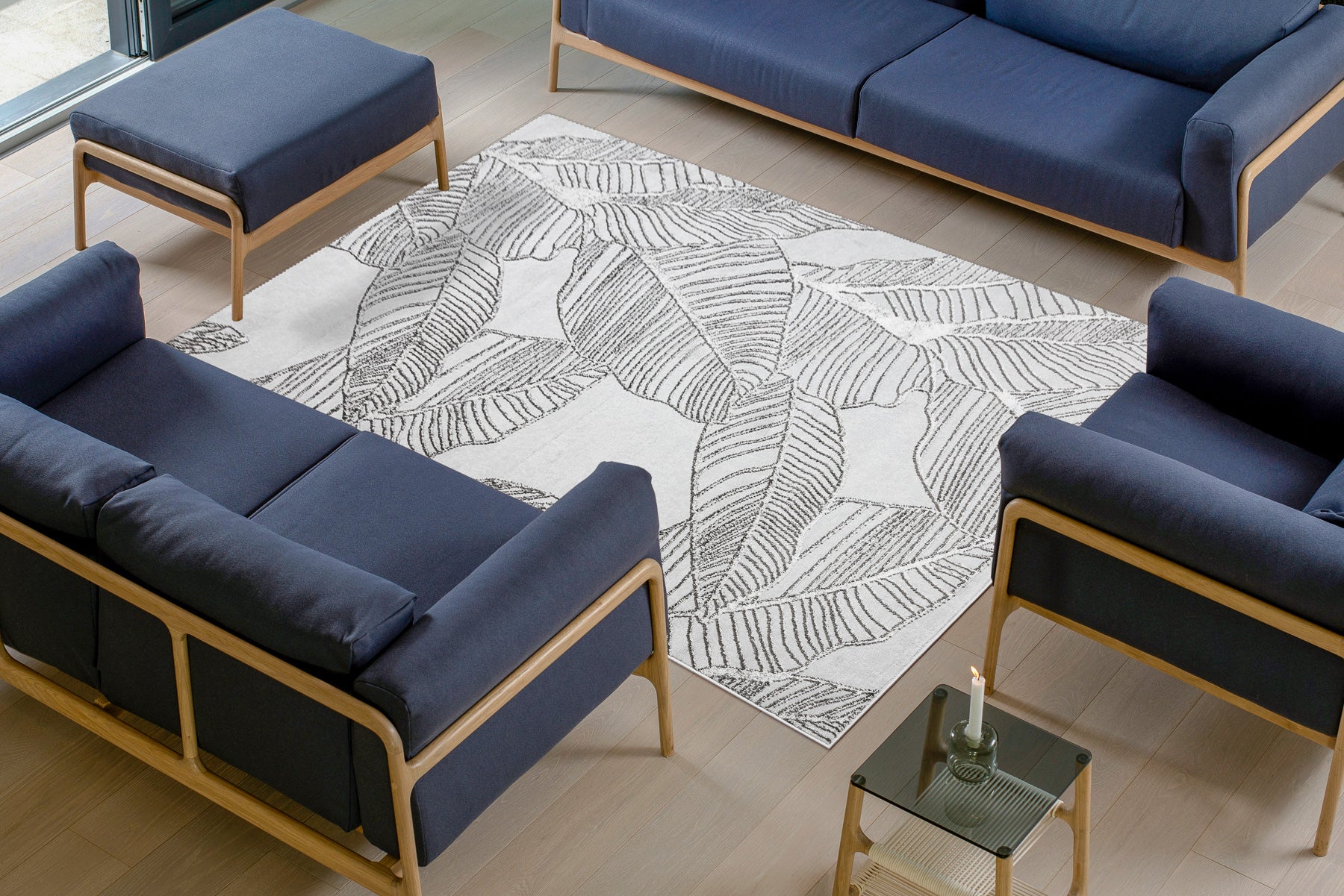 Dywan LIRA E1482 Liście strukturalny, nowoczesny, glamour - szary 140x190 cm - 5
