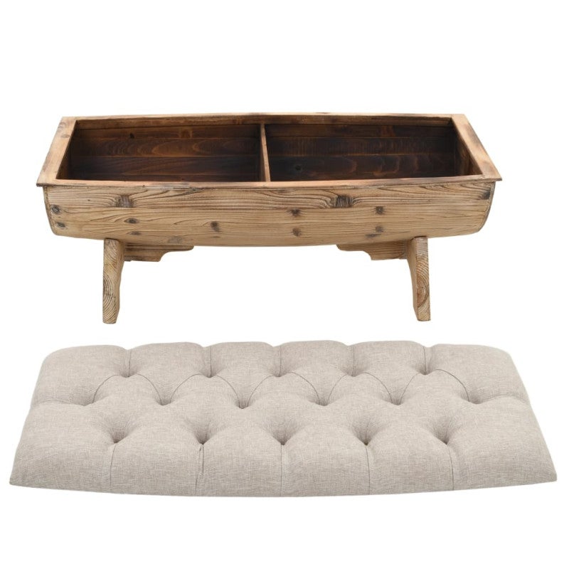 Banc de rangement Bois massif et tissu 103 x 51 x 44 cm - 4