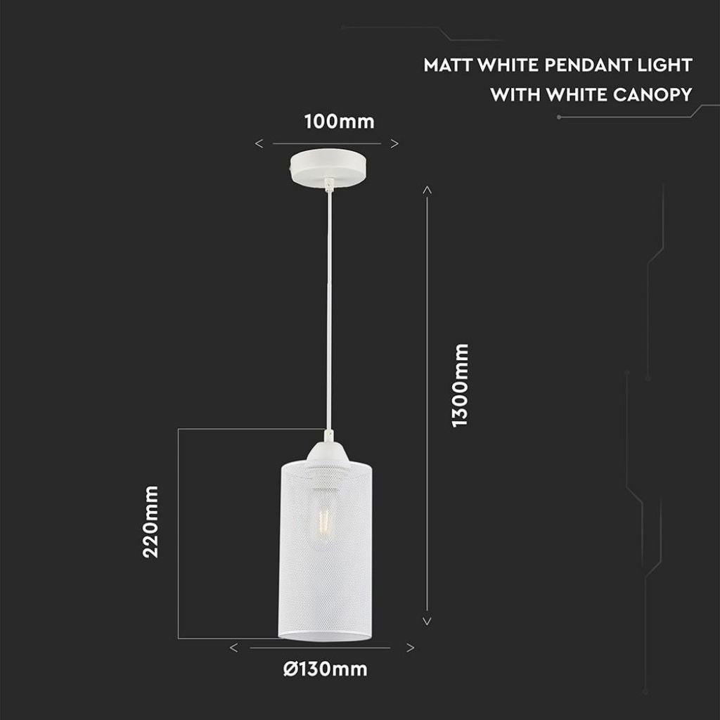 Żyrandol cylindryczny LED z metalu z uchwytem na żarówkę E27 (maks. 60 W) w kolorze matowej bieli - 3