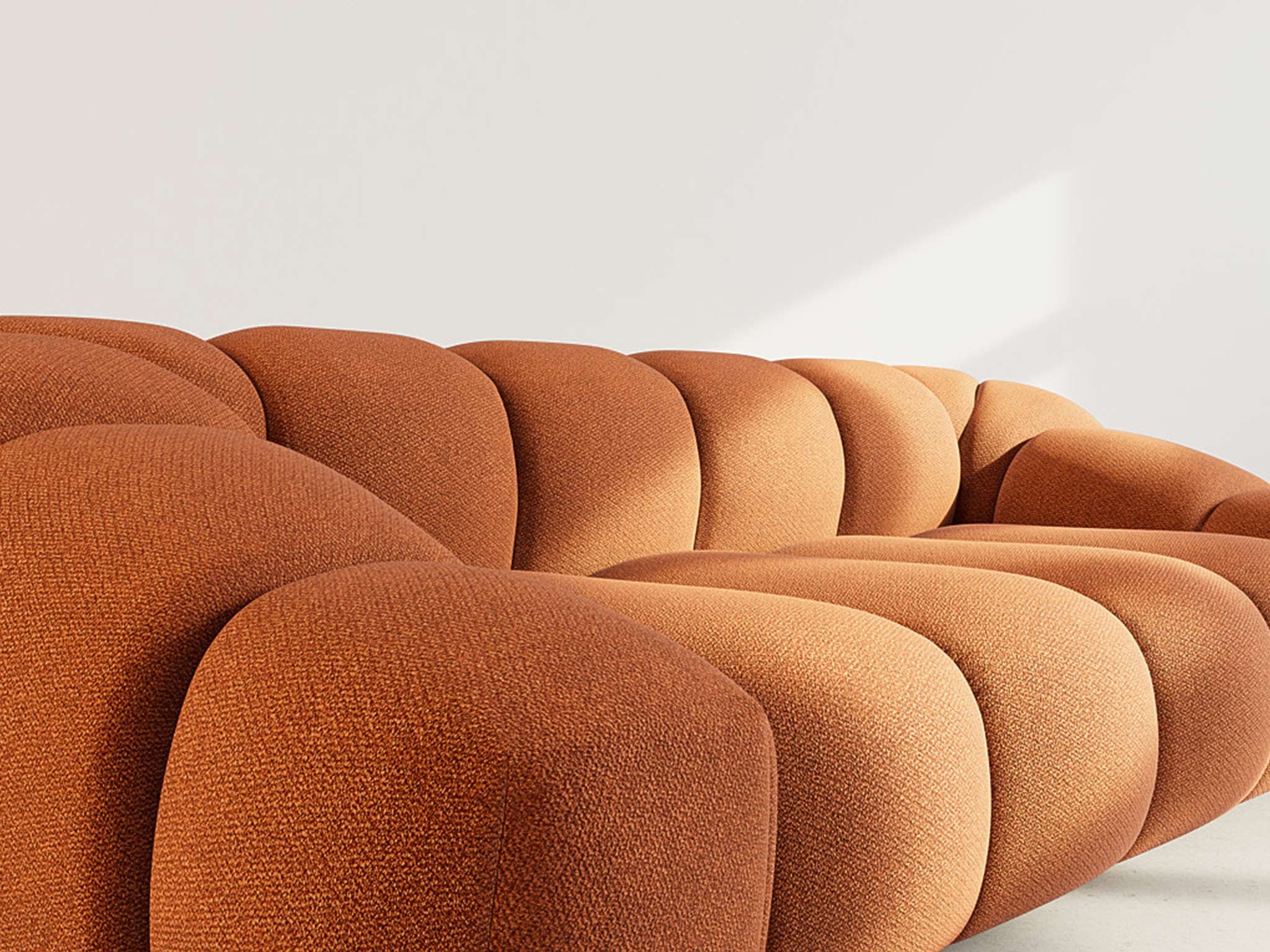 Canapé droit 3 places en velours texturé terracotta - AVA - Best Mobilier - 4