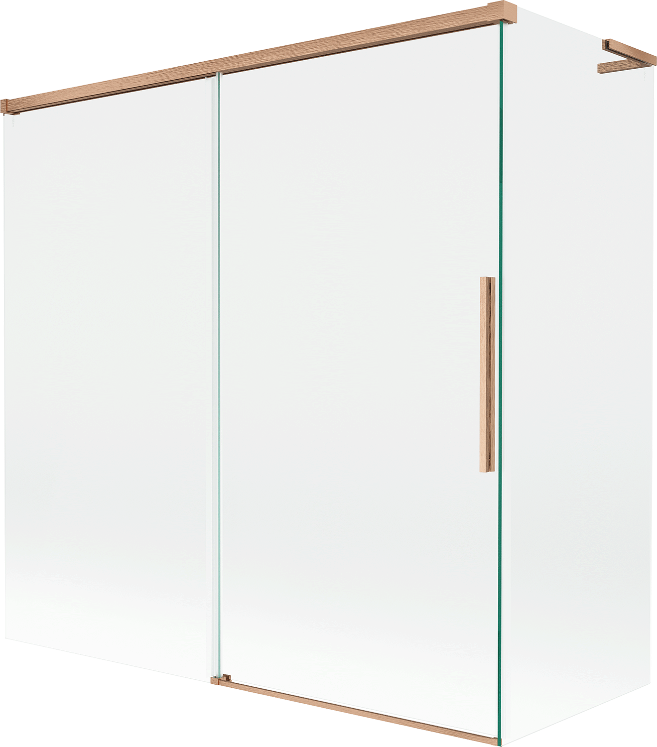 Mexen Rox L parawan nawannowy 2-skrzydłowy rozsuwany 160 + 70 x 150 cm, transparent, miedź szczotkowana - 8C9L-160-070-65-00