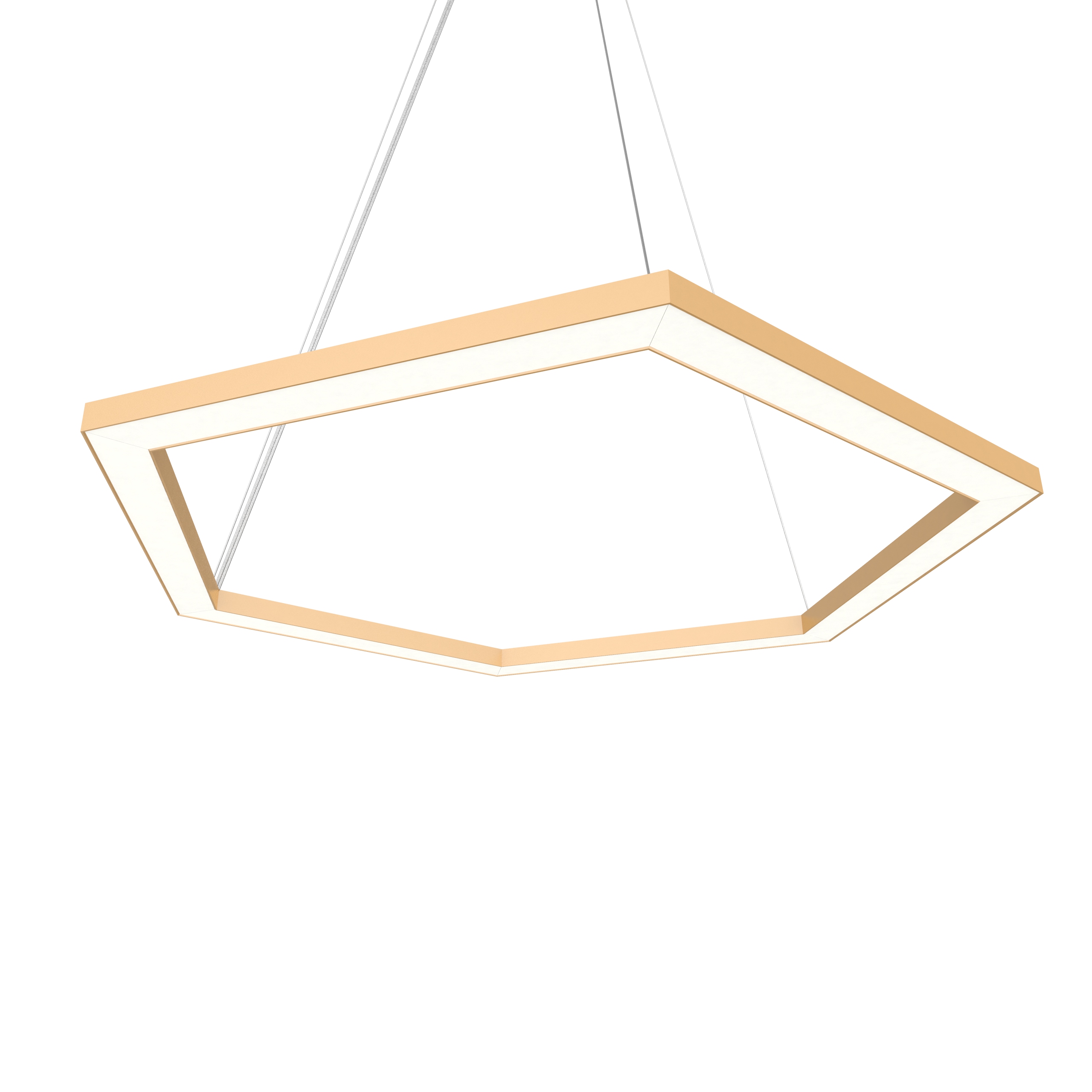 Lumicom | esagono 1x lámpara pendiente, strip led, 34w/m, 4000k, metal, oro anodizado, ø60cm