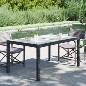 Table de jardin 150x90x75cm Verre trempé et résine tressée Noir vidaXL