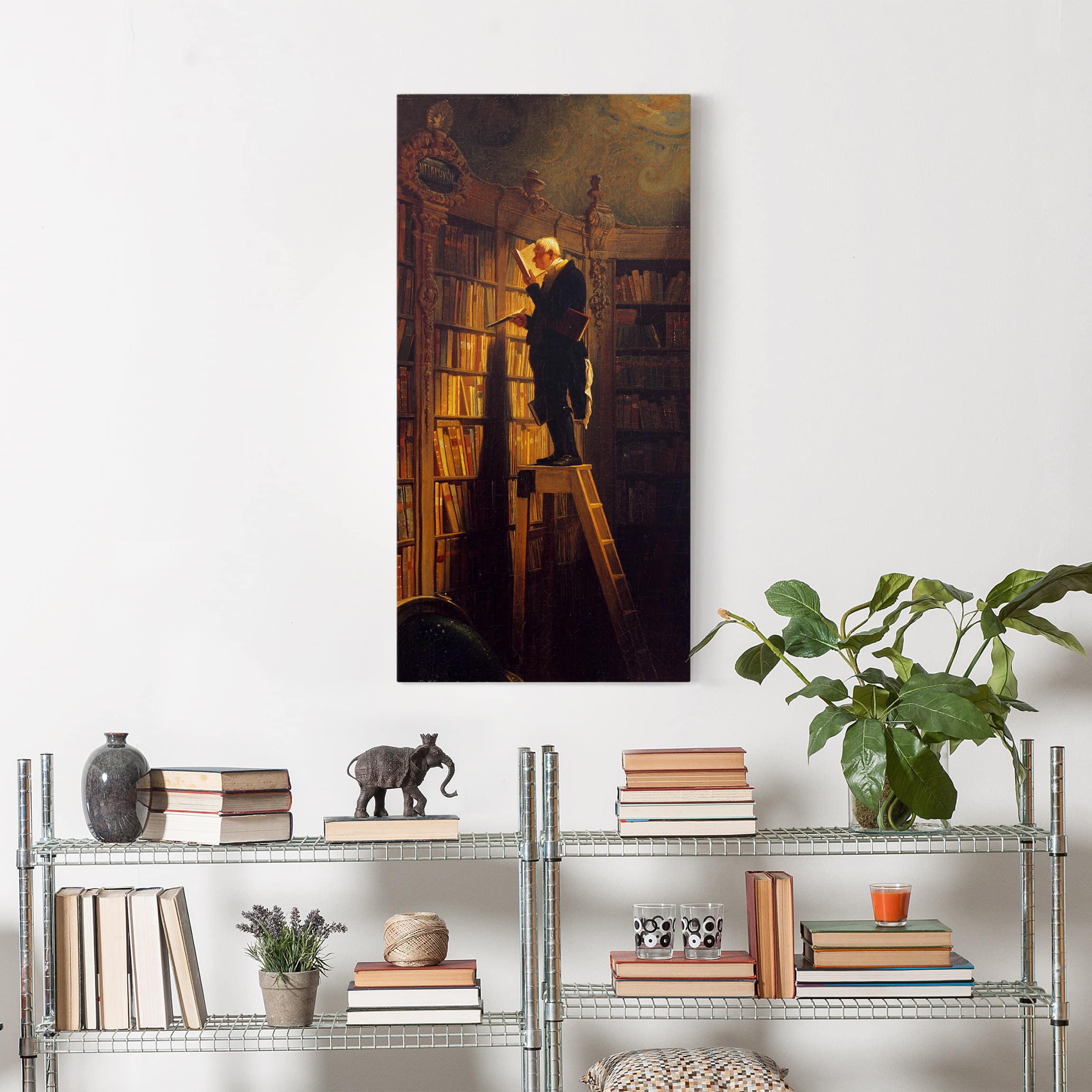 Impression sur toile tableau sur toile châssis marron Carl Spitzweg femme portrait peinture 201 chambre à coucher salon couloir 60 x 120 cm - 3