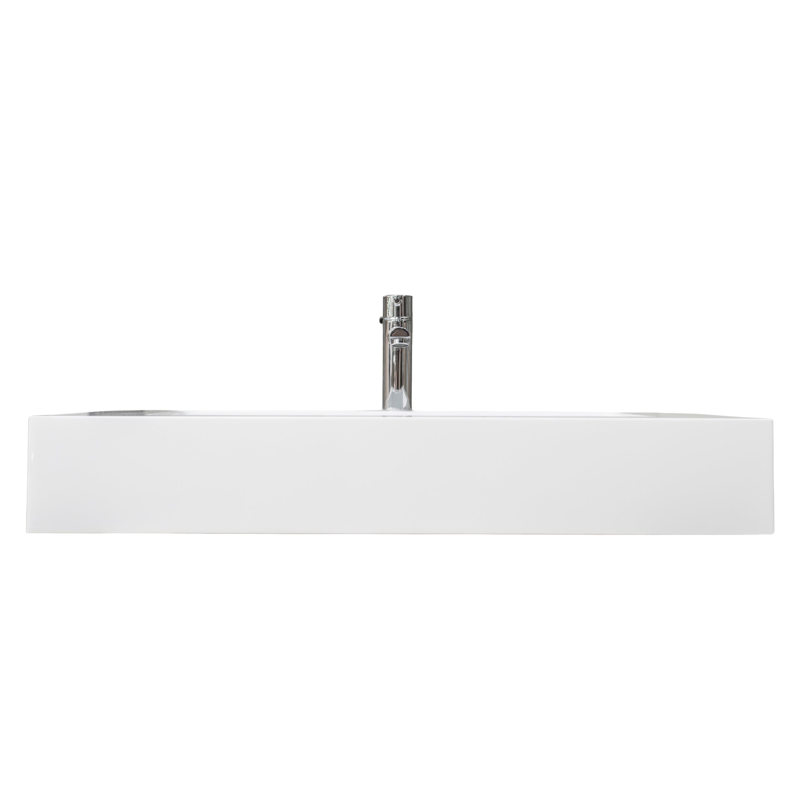 Lavabo sospeso 100 in resina bianco lucido - 2