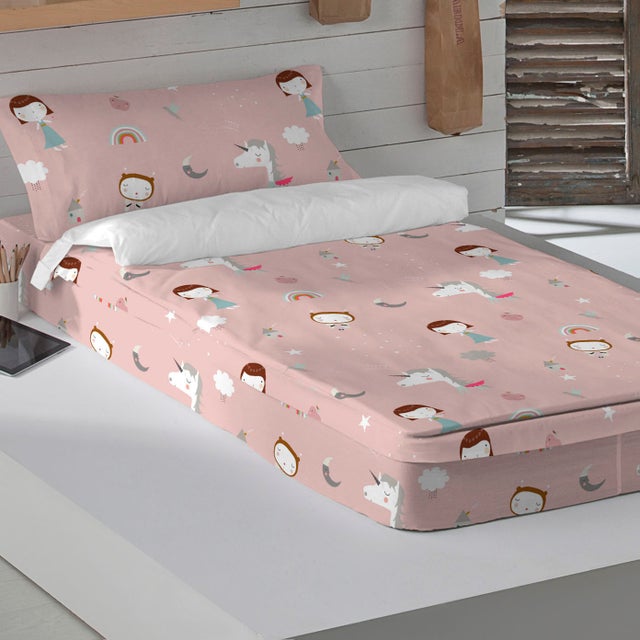 HOUSSE DE COUETTE SANS GARNITURE 100% COTON LICORNE BLANCHE COOR BED 90 (90X190/200 CM)