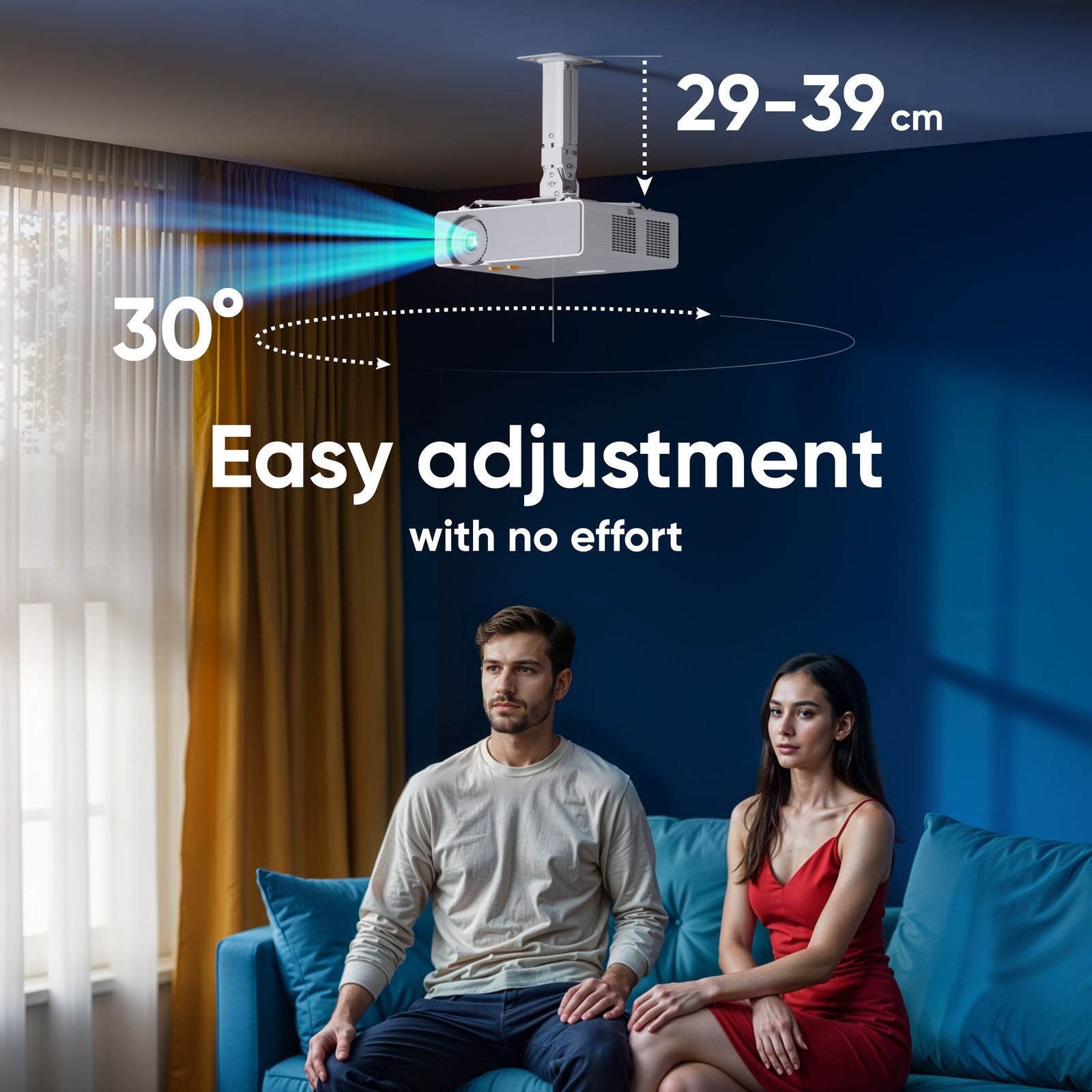 ONKRON Support de Projecteur Plafond/Mural jusqu'à 10 kg, Bras Inclinable et Pivotant, Support de Projecteur de Plafond K3A-Bianca - 3