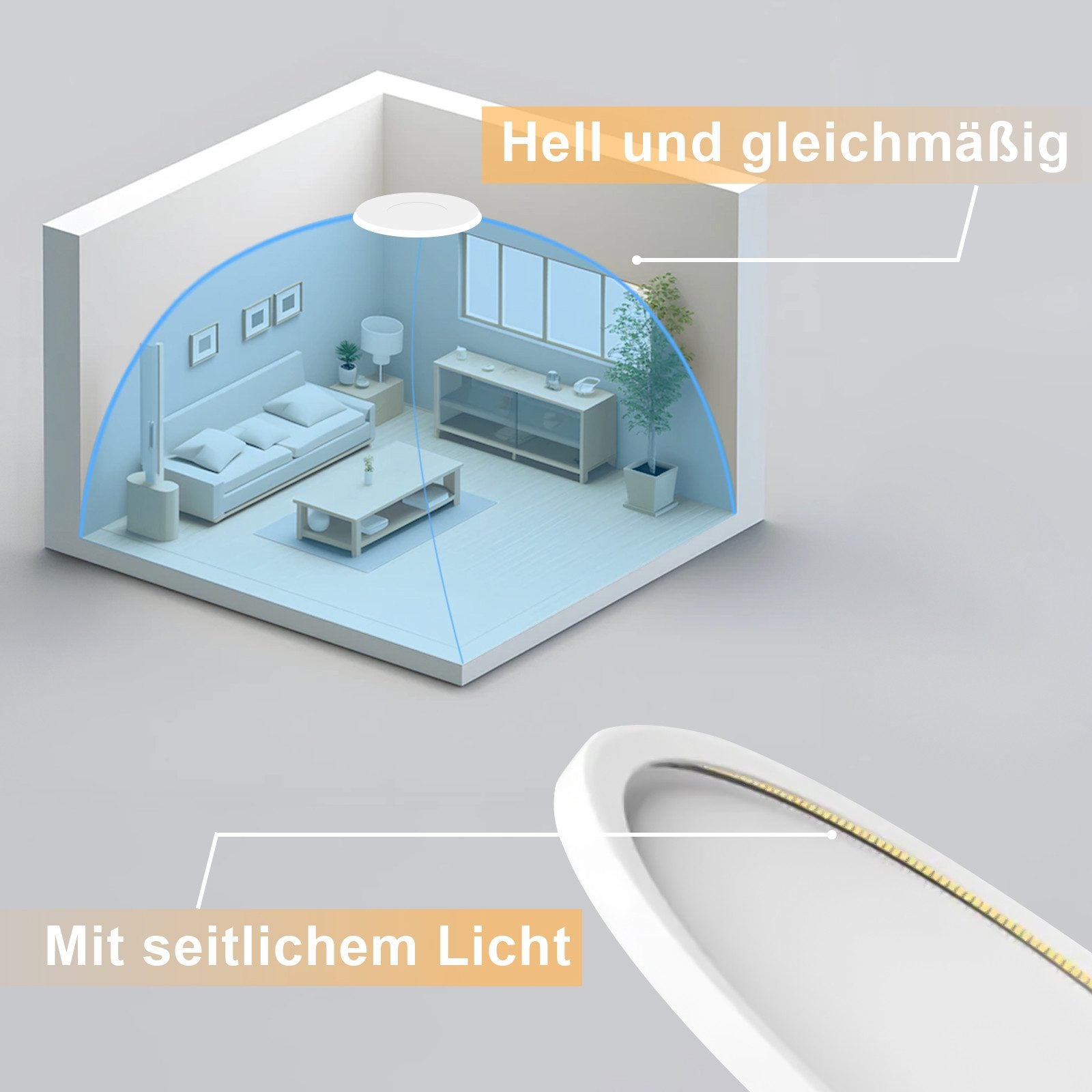 NETTLIFE Lampa sufitowa LED do łazienki, płaska, 24 W, okrągła, biała, do kuchni, nieściemnialna - 5