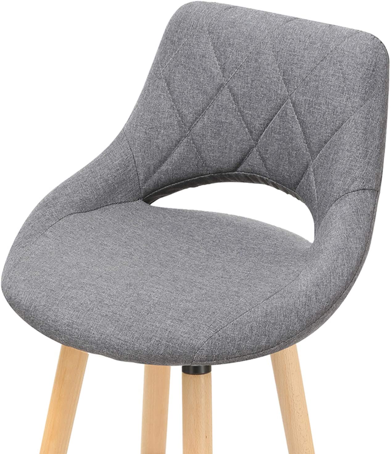 WOLTU Lot de 4 Tabourets de bar.en lin et bois massif avec dossier et repose-pieds.43x43x91cm.Gris Foncé - 4